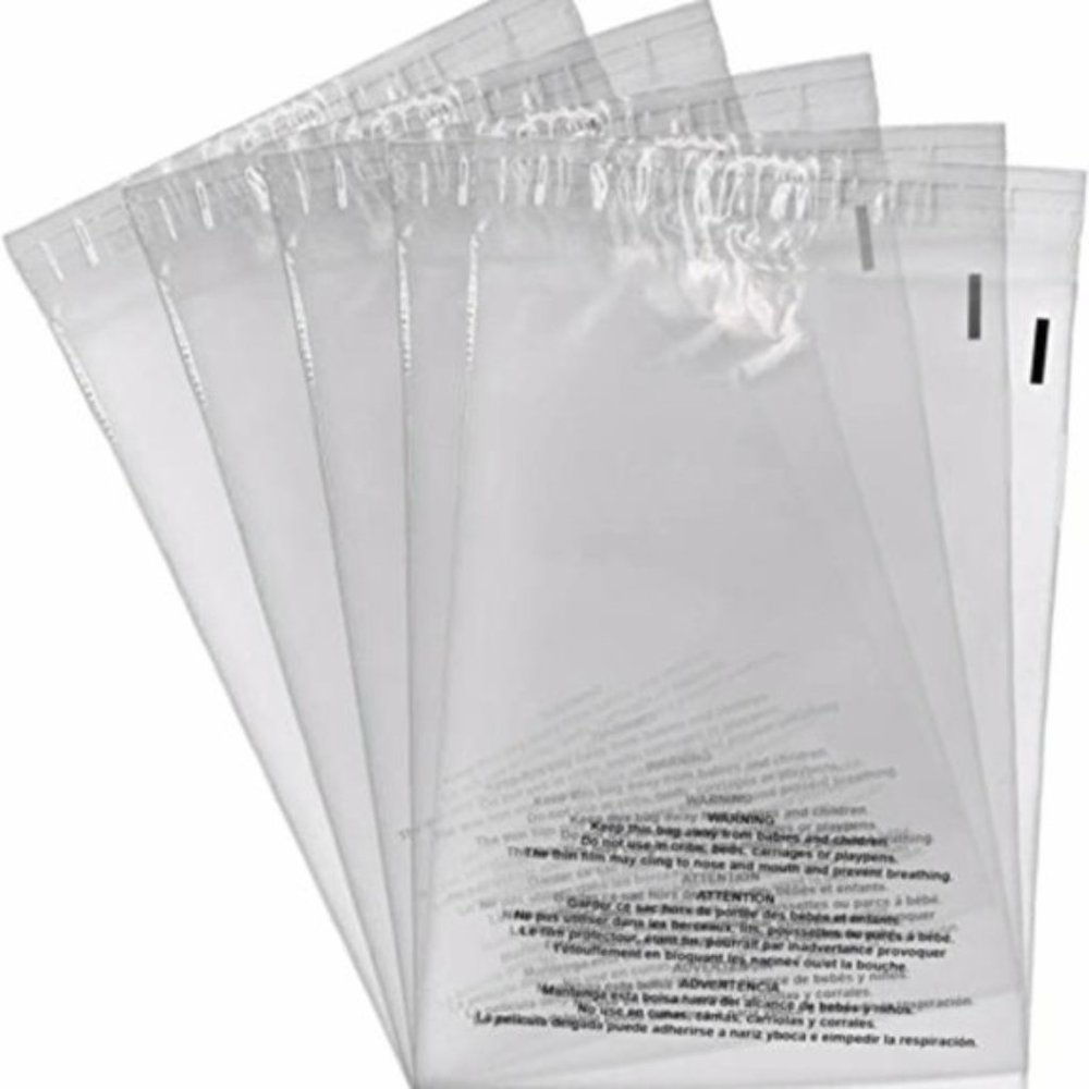 50 10x13 Clear self seal suffocation warning bags